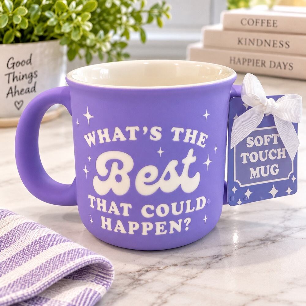 Sunday Morning Ceramics Soft Touch Mug NWT 14 oz Purple What’s the Best